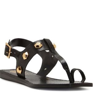 NWT! VINCE CAMUTO Dailette Black Croc Sandal, Size 6.5